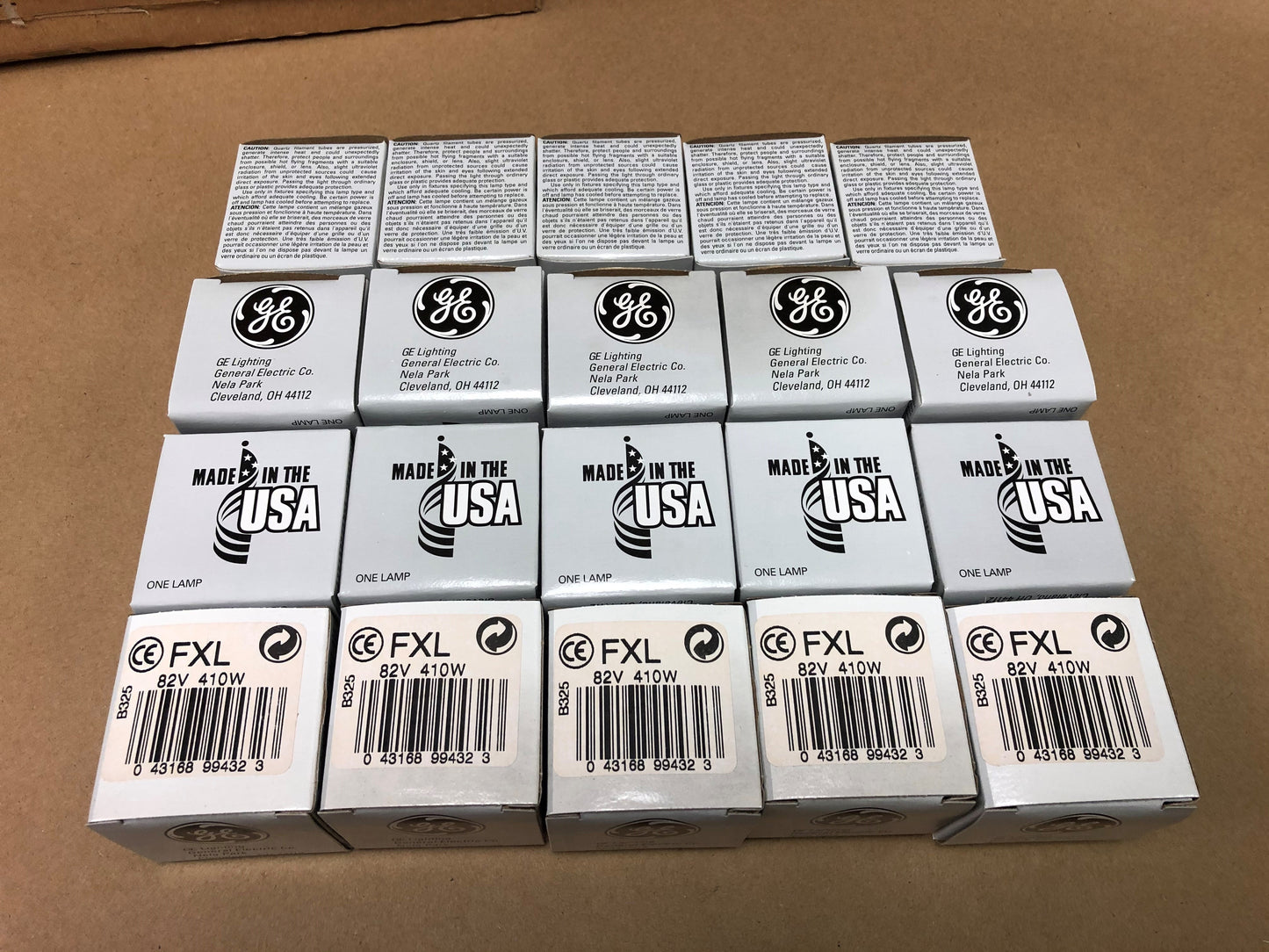BUNDLE OF 10 General Electric FXL Projector Lamps, 410W, 82V
