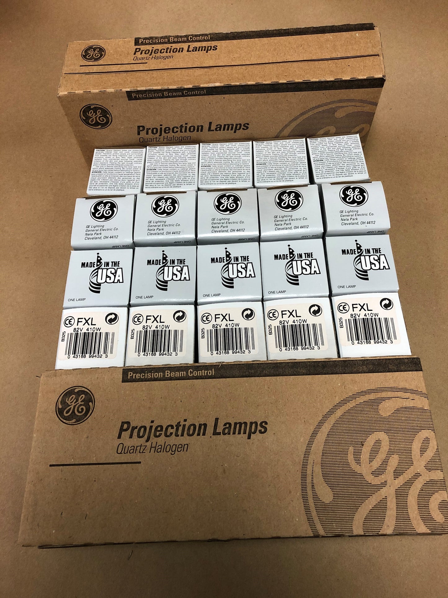 BUNDLE OF 10 General Electric FXL Projector Lamps, 410W, 82V